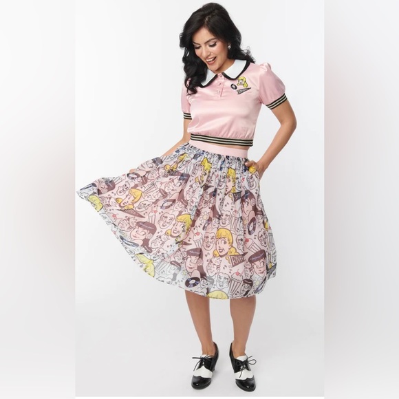 NWT Betty & Veronica x Unique Vintage Riverdale Adventures Print Swing Skirt - Picture 1 of 2